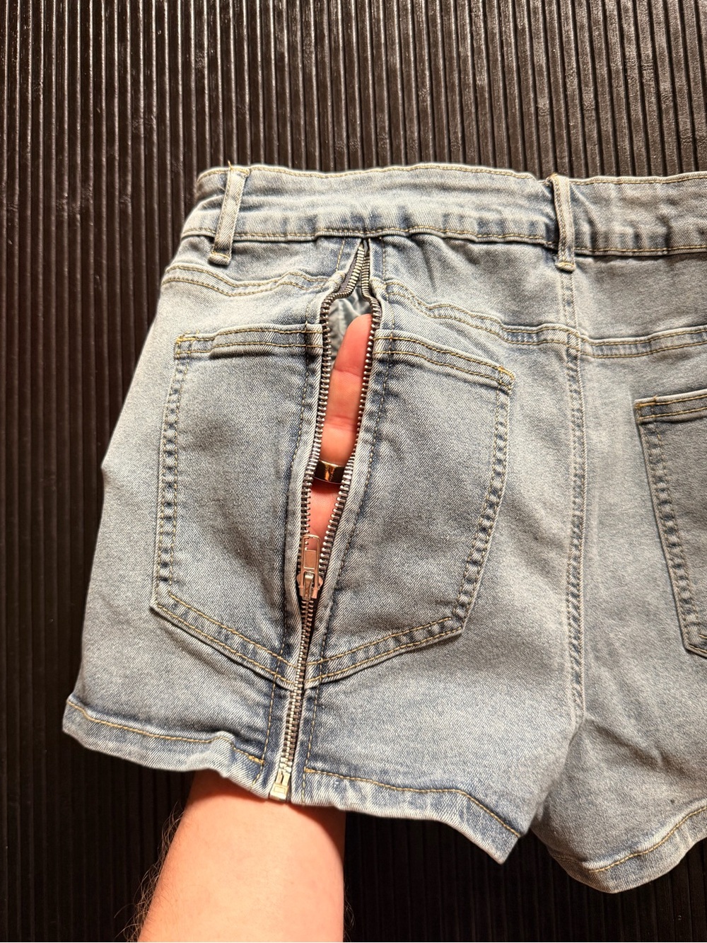 Urban Outfitters Light Wash Denim Jean Shorts with Zipper Pocket